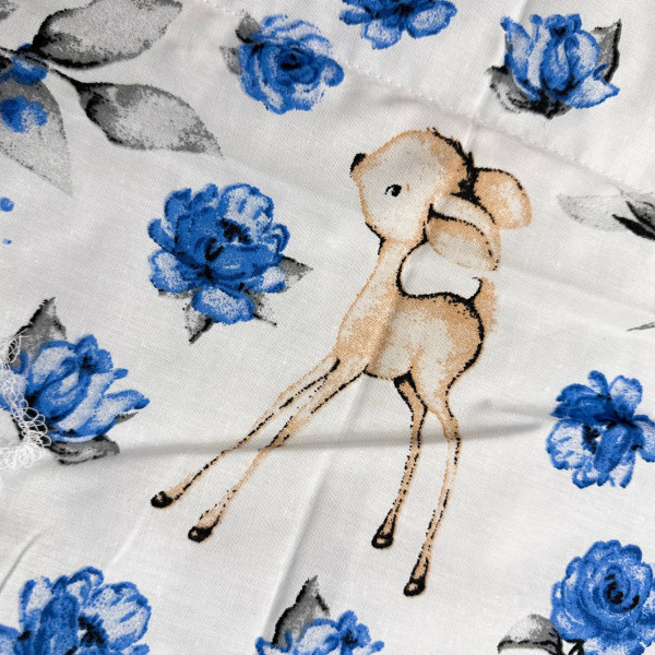 Бавовняна пелюшка · Біла оленята та квіти · З синтепоном — Babywear