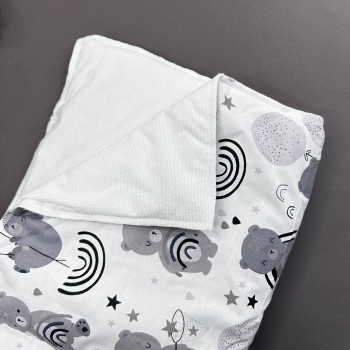Бавовняна пелюшка · Сірі ведмедики та веселки · З синтепоном — Babywear