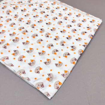 Ситцева пелюшка · 90×100 см · Біла з котиками — Babywear