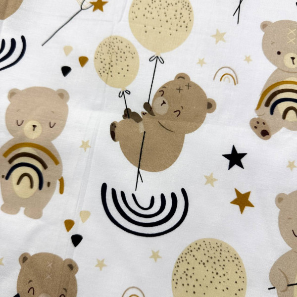 Непромокаюча пелюшка · 80×65 см · Біла ведмедики кулі — Babywear