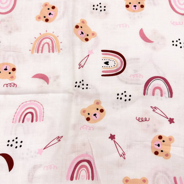 Муслінова пелюшка · 90×80 см. · Рожеві веселки — Babywear