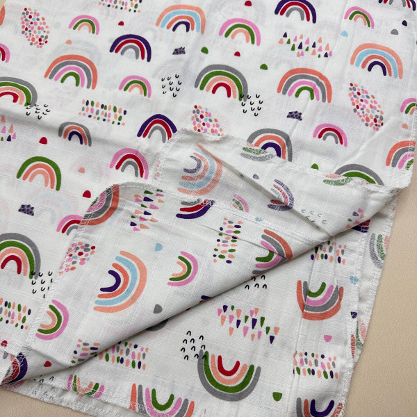 Муслінова пелюшка · 90×80 см. · Різнокольорові весняні веселки — Babywear