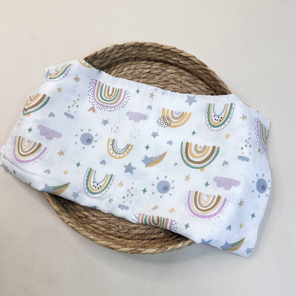 Муслінова пелюшка · 90×80 см. · Різнокольорові веселки — Babywear