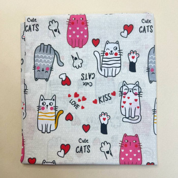 Бавовняна пелюшка · 90×110 см · Сіра із котиками — Babywear