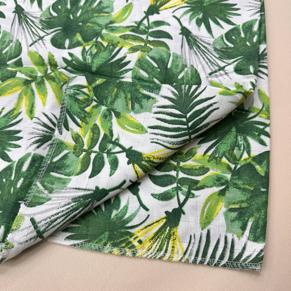 Муслінова пелюшка · 90×80 см. · Зелені тропіки — Babywear