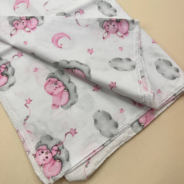 Бавовняна пелюшка · 90×110 см · Рожеві зайчики — Babywear