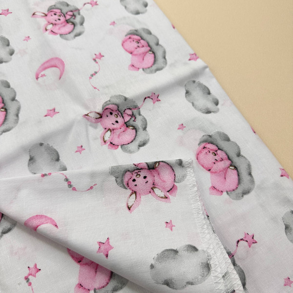 Бавовняна пелюшка · 90×110 см · Рожеві зайчики — Babywear
