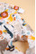 Чоловічок із літньої бавовни Білий із екзотичними тваринками (56–86)