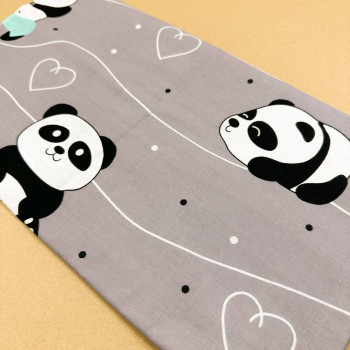 Бавовняна пелюшка · 90×70 см. · Сіра з пандочками — Babywear