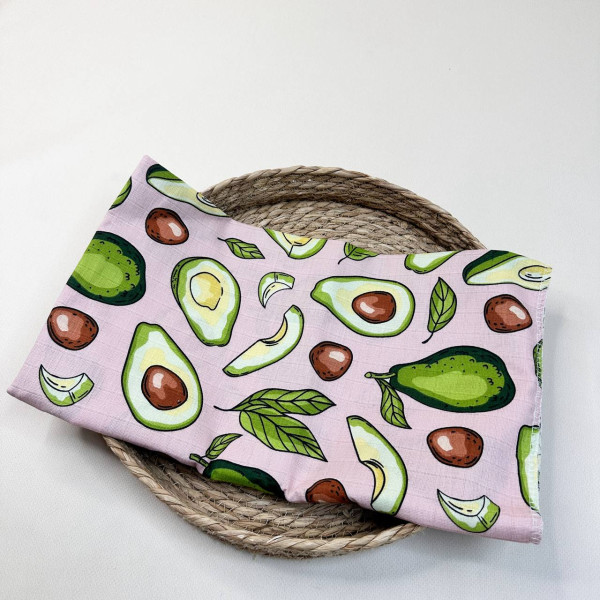 Муслінова пелюшка · 90×80 см. · Пудрова з авокадо — Babywear
