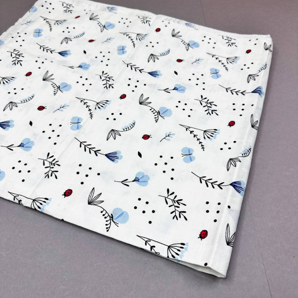 Муслінова пелюшка · 90×80 см. · Блакитні метелики — Babywear