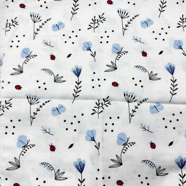 Муслінова пелюшка · 90×80 см. · Блакитні метелики — Babywear