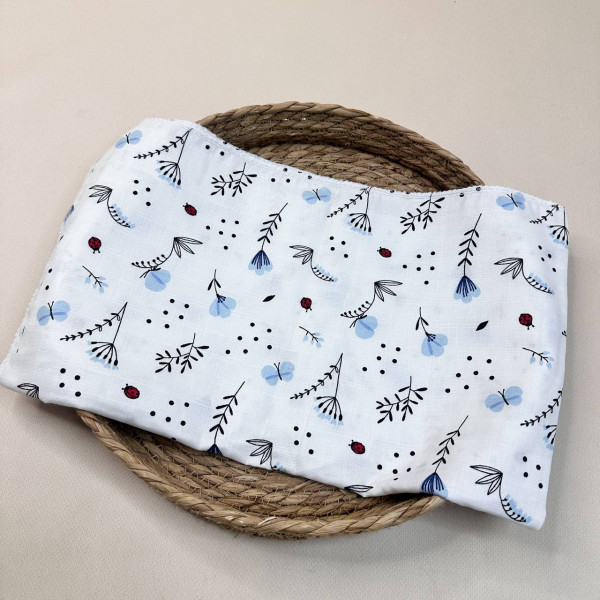 Муслінова пелюшка · 90×80 см. · Блакитні метелики — Babywear