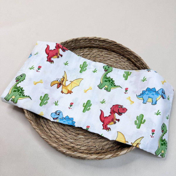 Муслінова пелюшка · 90×80 см. · Різнокольорові динозаври — Babywear