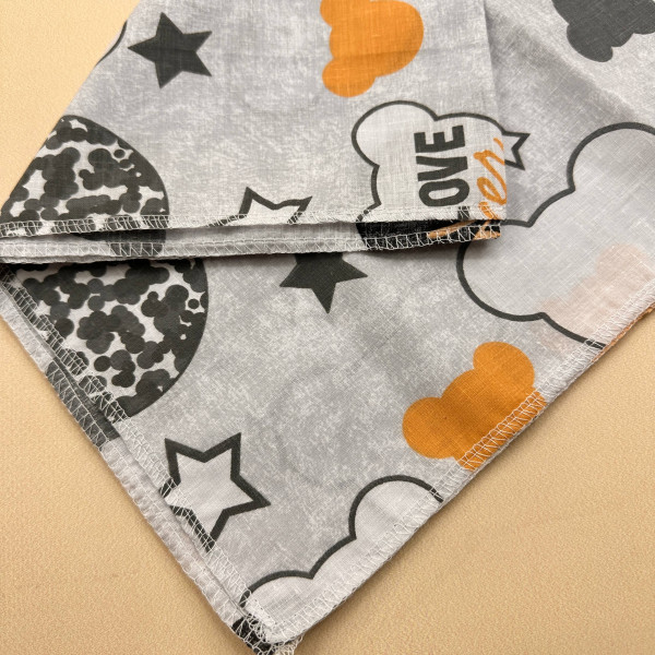 Бавовняна пелюшка · 90×70 см · Сіра з Міккі Маусами — Babywear