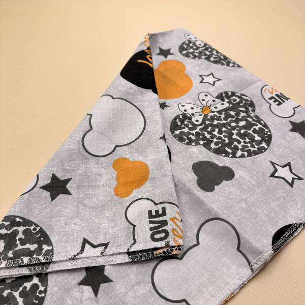 Бавовняна пелюшка · 90×70 см · Сіра з Міккі Маусами — Babywear