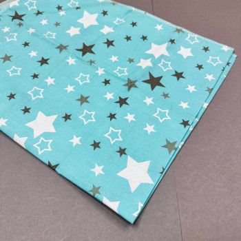 Бавовняна пелюшка · 90×70 см · Бірюзова із зірочками — Babywear