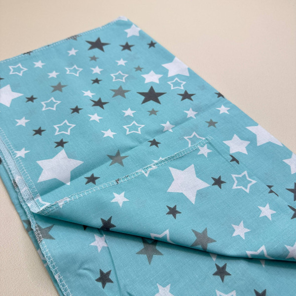 Бавовняна пелюшка · 90×70 см · Бірюзова із зірочками — Babywear