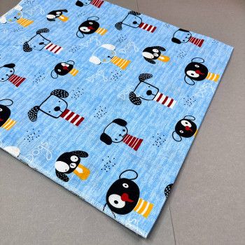 Бавовняна пелюшка · 90×70 см · Блакитна з песиками — Babywear