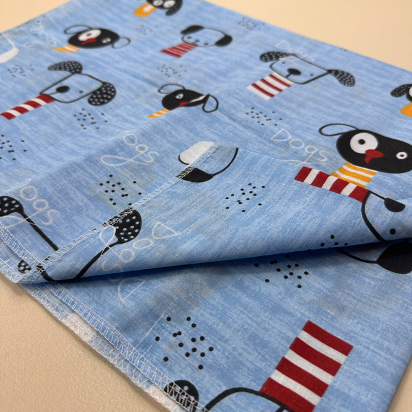 Бавовняна пелюшка · 90×70 см · Блакитна з песиками — Babywear