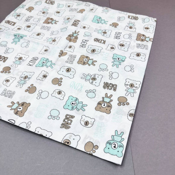 Ситцева пелюшка · 90×100 см · Бірюзові ведмедики — Babywear
