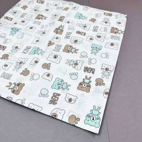Ситцева пелюшка · 90×100 см · Бірюзові ведмедики — Babywear