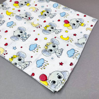 Бавовняна пелюшка · 90×110 см · Білі слоники з кульками — Babywear