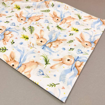Бавовняна пелюшка · 90×110 см · Білі зайчики — Babywear