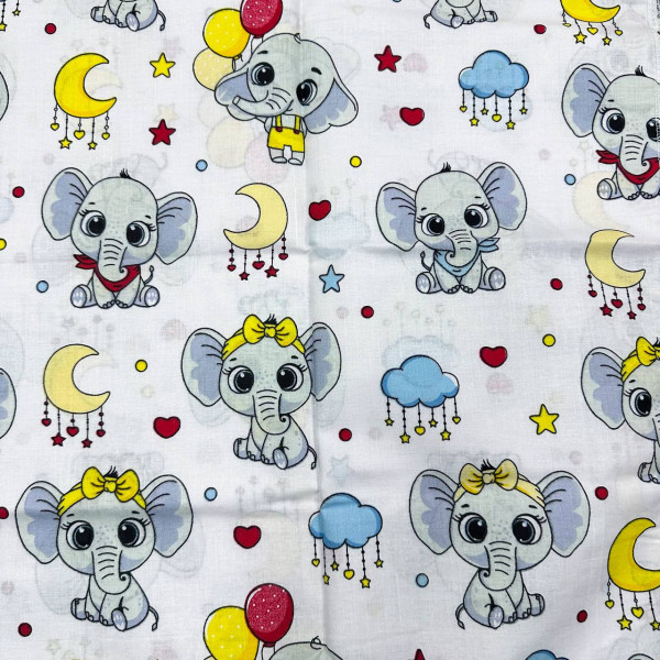 Бавовняна пелюшка · 90×70 см · Білі слоники — Babywear