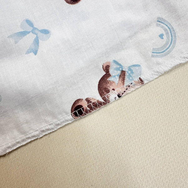 Бавовняна пелюшка · 90×70 см · Біла з мишкою — Babywear