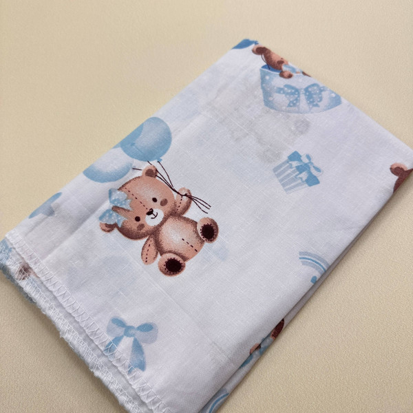 Бавовняна пелюшка · 90×70 см · Біла з мишкою — Babywear