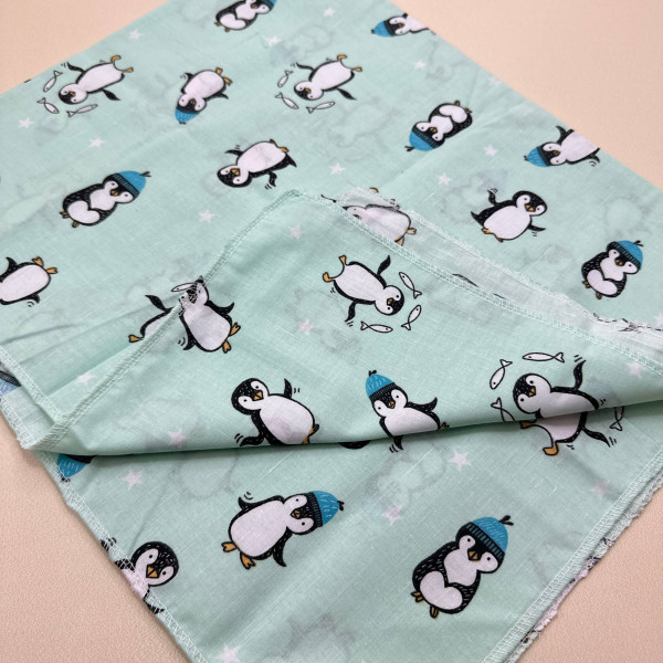 Бавовняна пелюшка · 90×70 см · Бірюзова з пінгвінами — Babywear