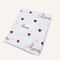 Бавовняна пелюшка · 90×70 см · Біла з сердечками — Babywear