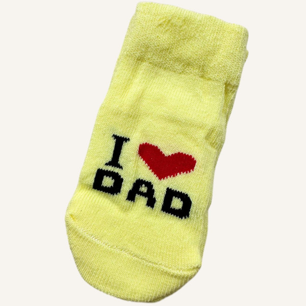 Носочки тонкі бавовняні  жовті I lovе dad