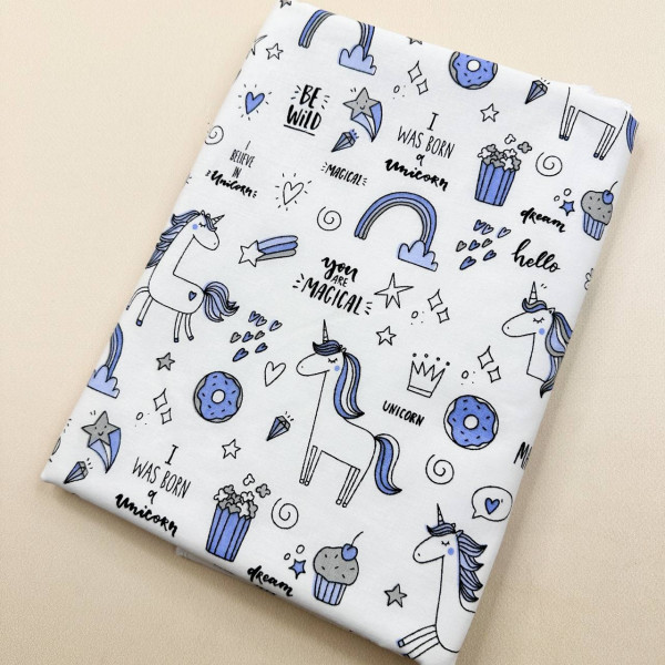 Непромокаюча пелюшка · 120×60 см · Єдинороги з веселками — Babywear