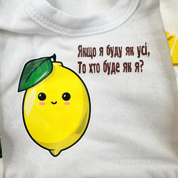 Боді-сукня, пов'язка у комбінації байки та мусліну Малі лимони (Якщо я буду як усі,то хто буде як я?)