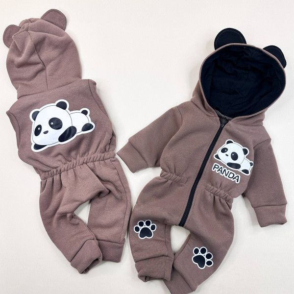 Ромпер из тринитки Коричневый Panda