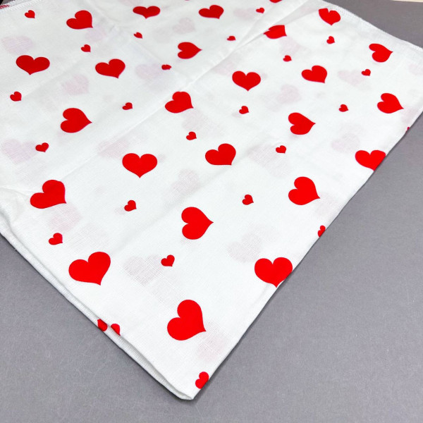 Муслінова пелюшка · 90×80 см. · Біла з сердечками — Babywear