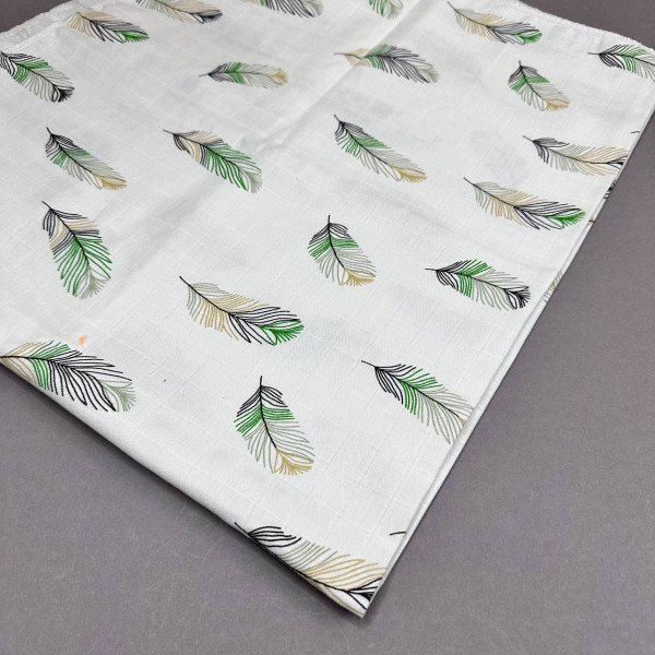 Муслінова пелюшка · 90×80 см. · Зелене пір'я — Babywear