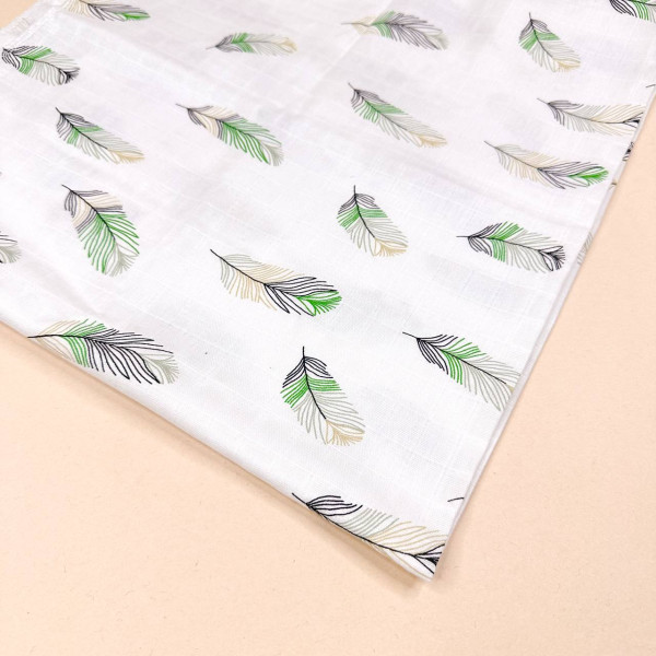 Муслінова пелюшка · 90×80 см. · Зелене пір'я — Babywear