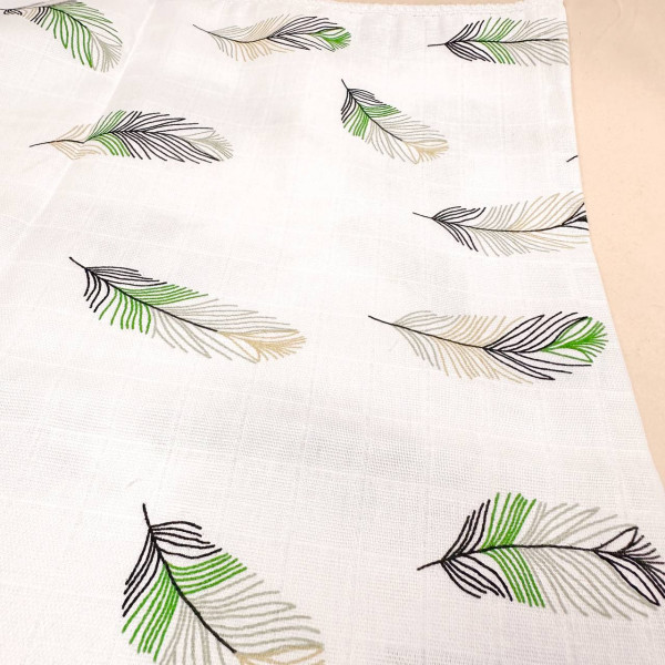 Муслінова пелюшка · 90×80 см. · Зелене пір'я — Babywear