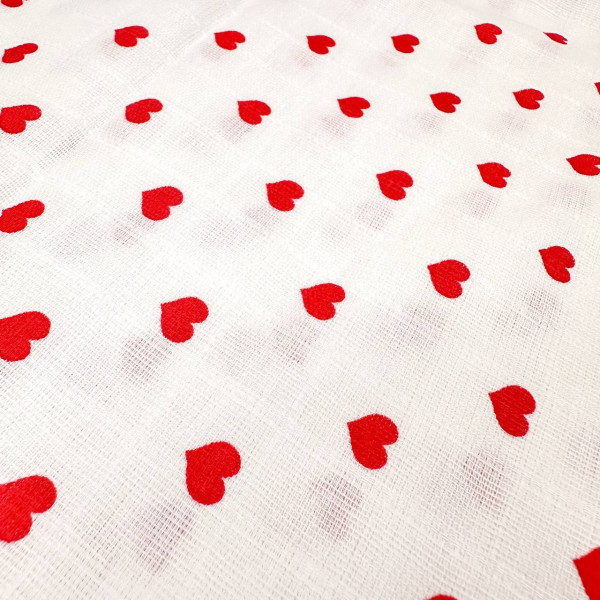 Муслінова пелюшка · 90×80 см · Маленькі червоні сердечка — Babywear