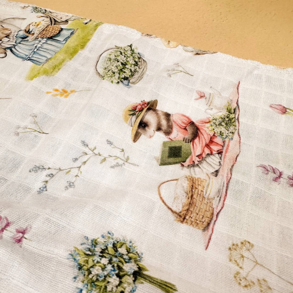 Муслінова пелюшка · 90×80 см. · Великодні зайчики — Babywear