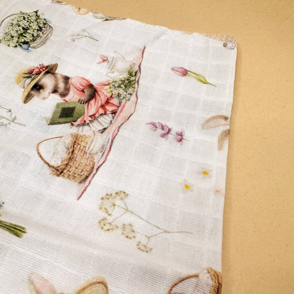 Муслінова пелюшка · 90×80 см. · Великодні зайчики — Babywear