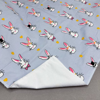 Бавовняна пелюшка · 80×65 см · Сіра з зайчиками — Babywear