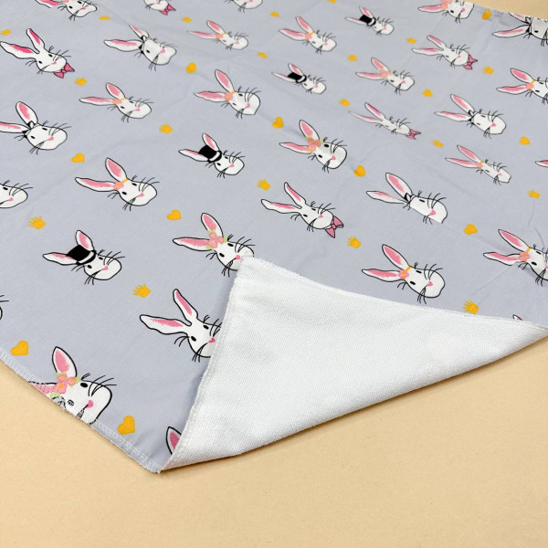 Бавовняна пелюшка · 80×65 см · Сіра з зайчиками — Babywear