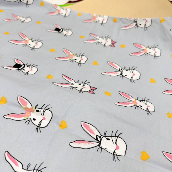 Бавовняна пелюшка · 80×65 см · Сіра з зайчиками — Babywear