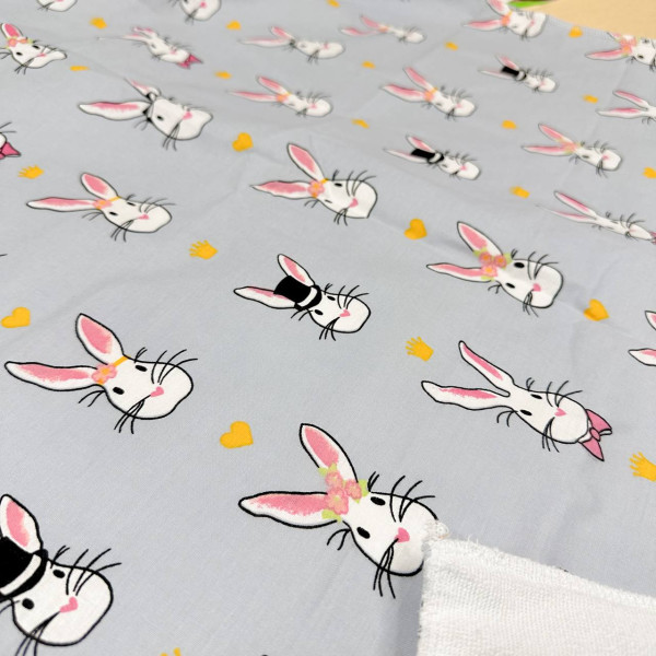 Бавовняна пелюшка · 80×65 см · Сіра з зайчиками — Babywear