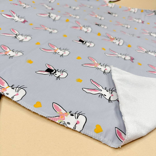 Бавовняна пелюшка · 80×65 см · Сіра з зайчиками — Babywear