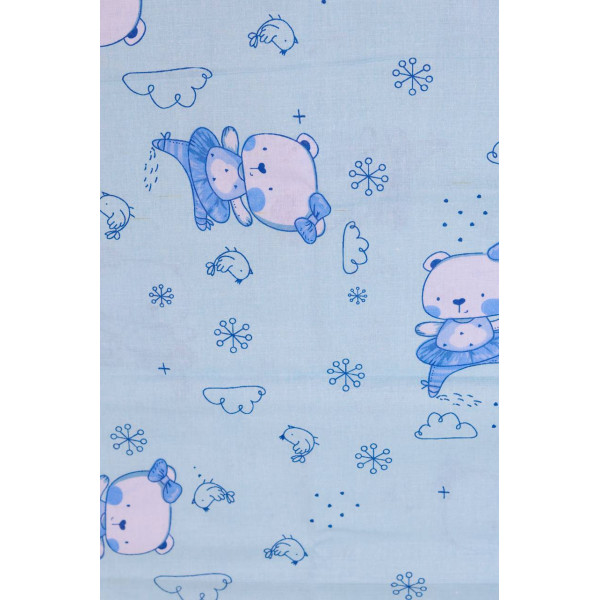 Бавовняна пелюшка · 90×70 см · Блакитна з ведмедиком — Babywear